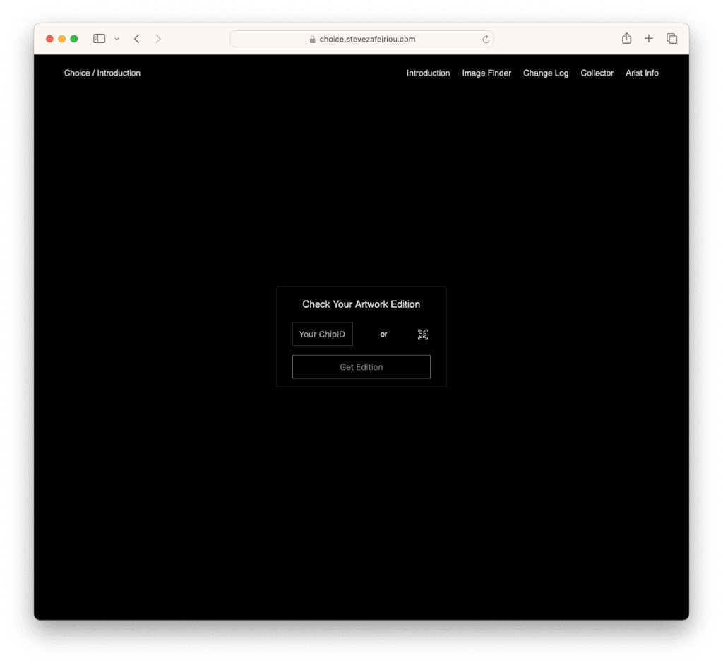 choice extention web interface ui to check artwork edition