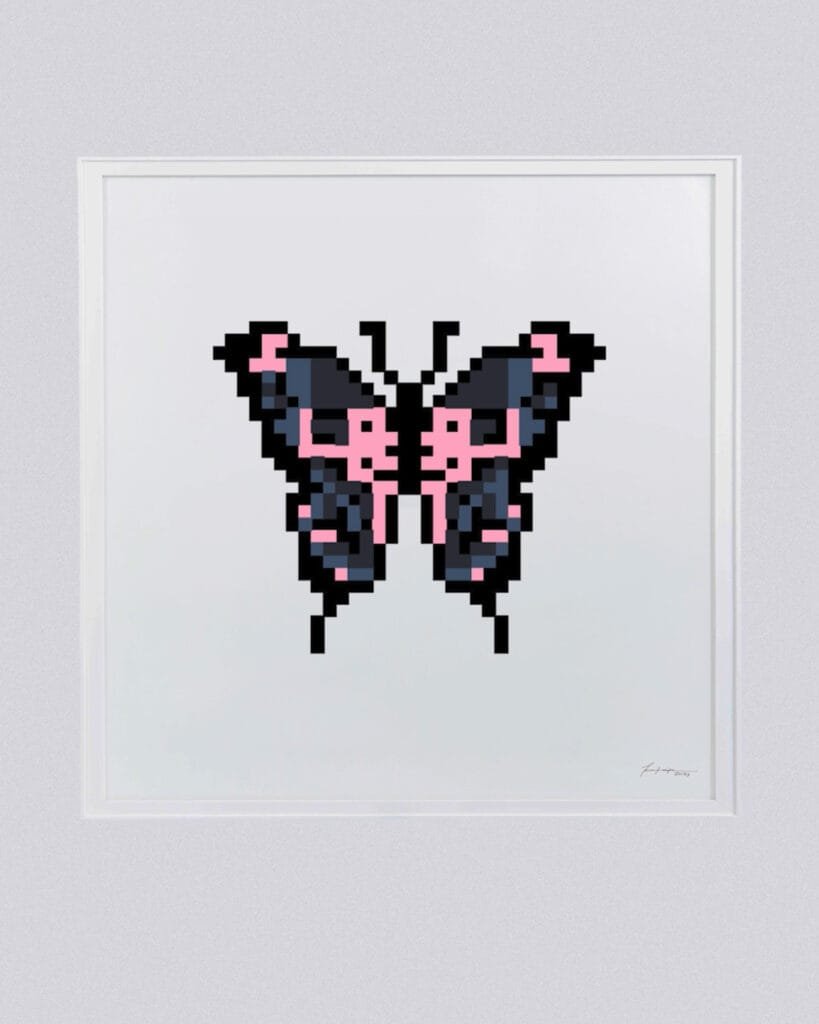 Black Generative Butterfly Art Print
