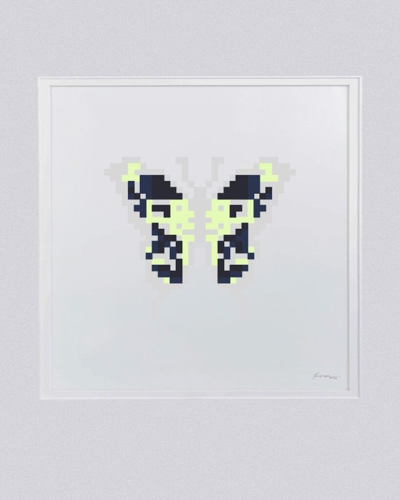 Gray and Green Generative Butterfly Art Print