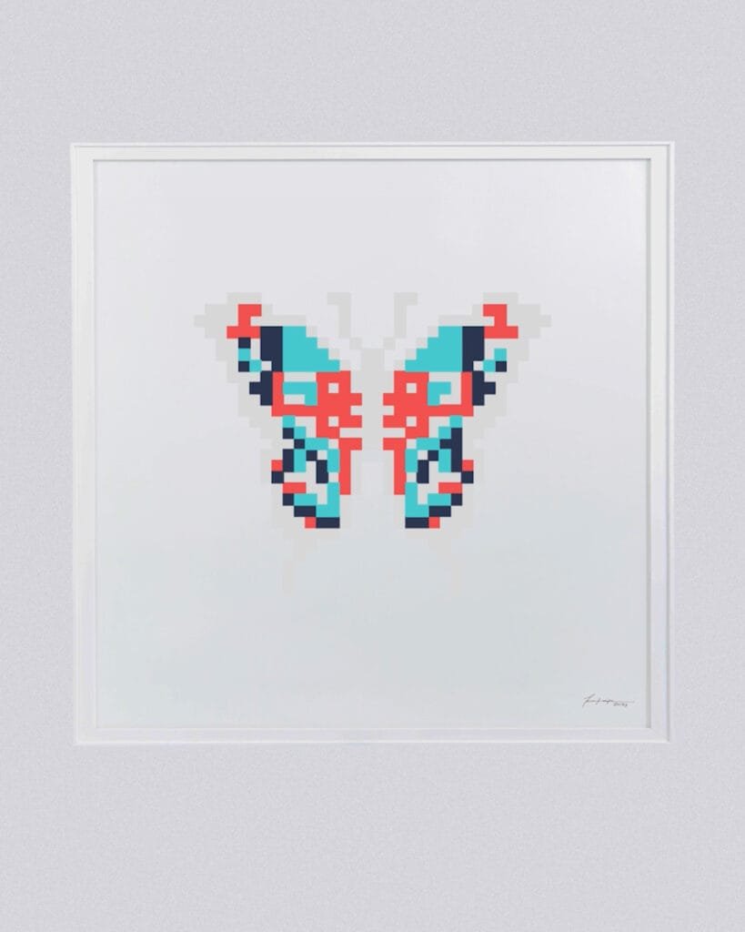 Pink and Blue Generative Butterfly Art Print