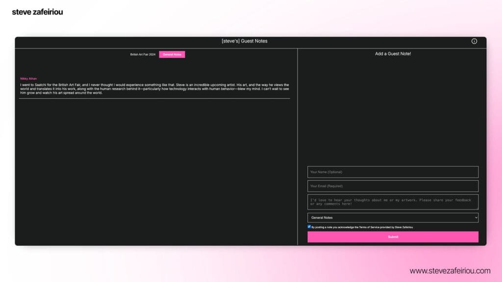 Digital Guest Book Prototype: Developed using React.js