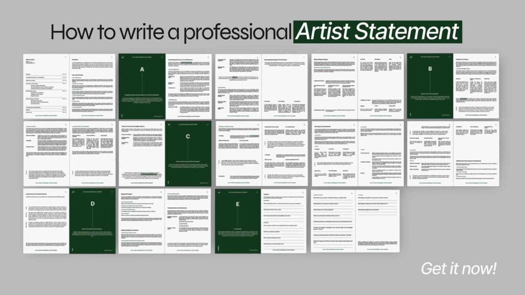 A comprehensive 30-page guide to writting a compelling artist statement, perfect for artists at any stage.Aa