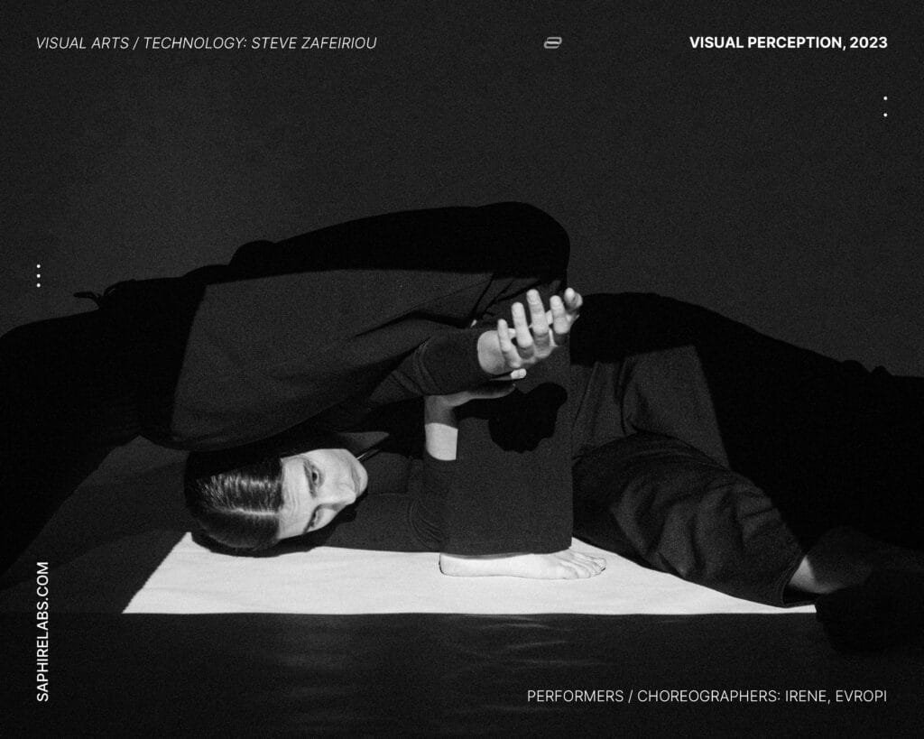 Visual performance featuring projection mapping and choreographed movement, created by Steve Zafeiriou, Greece, 2023