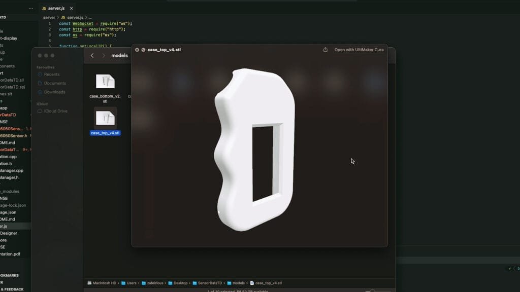 A detailed 3D model of a printed case designed for securing electronic components, microcontrollers, and motion capture systems in DIY projects.