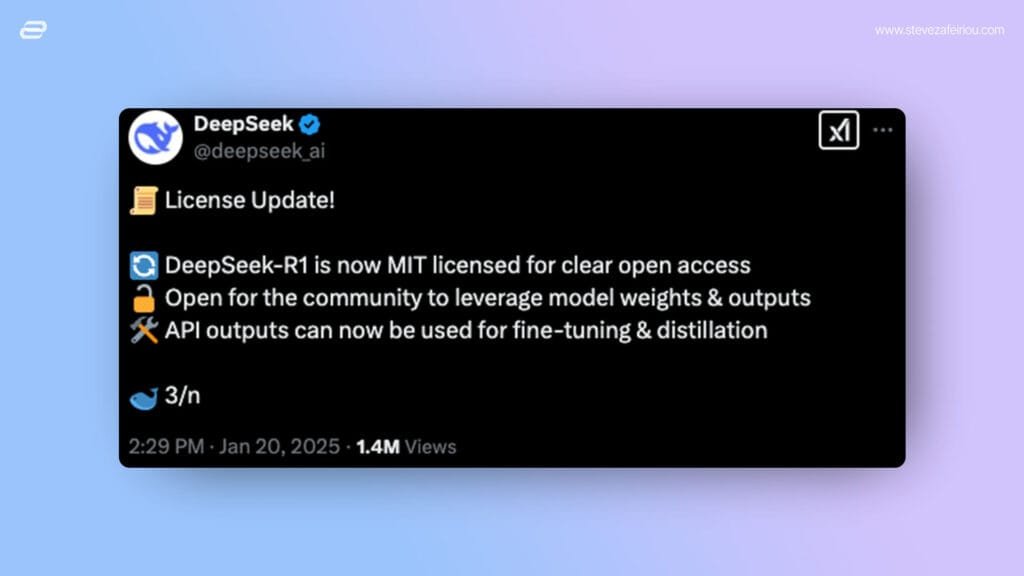 DeepSeek's official tweet on open-source reasoning model