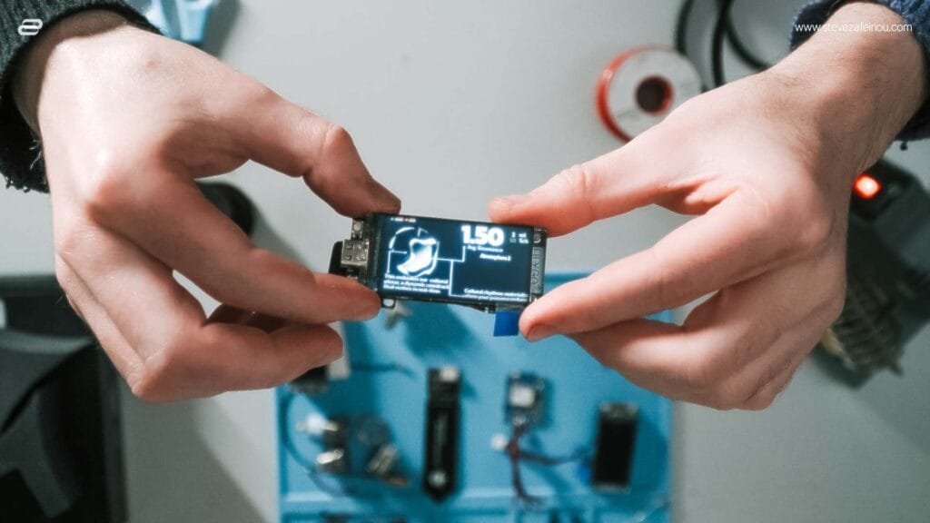 Arduino For Loop: LilyGO T-Display S3 microcontroller setup with wiring and screen interface, ideal for IoT and display-based projects, from Steve Zafeiriou’s resources.
