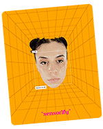 High-tech visualisation of a facial expression recognition system: digital human face overlaid with biometric markers and data-lines, exemplifying AI-driven emotion detection and machine-learning in action