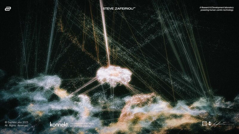 Generative artwork by Steve Zafeiriou visualizing the theme ‘Perception vs Reality’ through abstract, shifting digital forms.