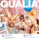Audiovisual performance titled Qualia, cover image showing 3 people partying with digital AI effects